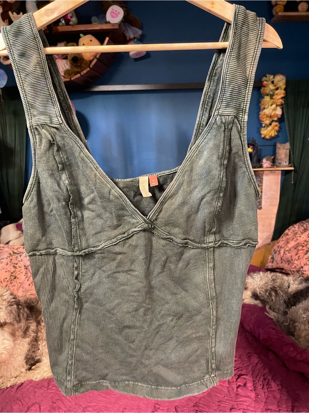 Pilcro Olive Green V-Neck Tank